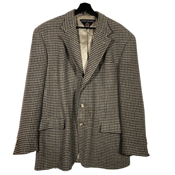Vintage Tommy Hilfiger Houndstooth Blazer 44L Three-Button USA Union Academia - Picture 1 of 14